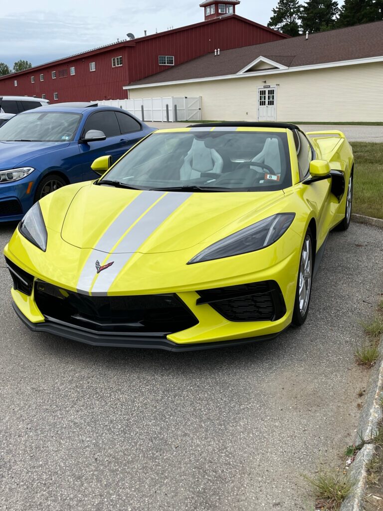Silver Stripes on Yellow Corvette