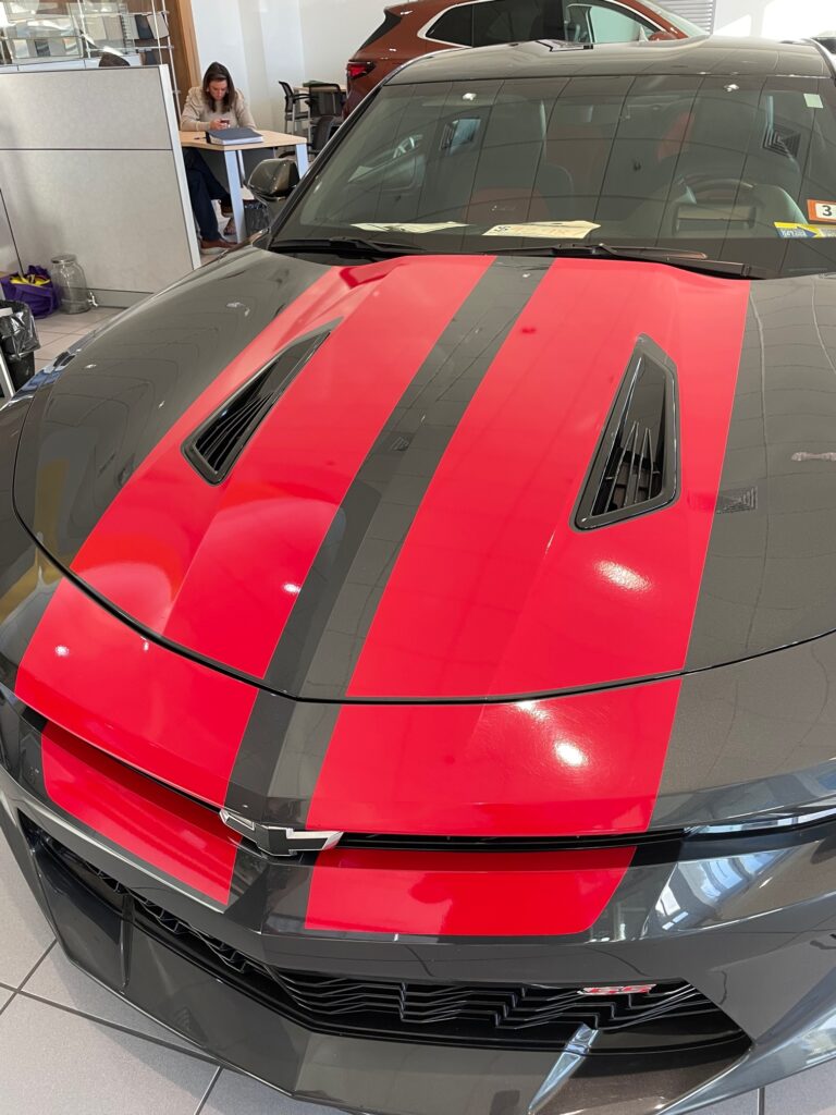 Red Stripes on Red Chevy